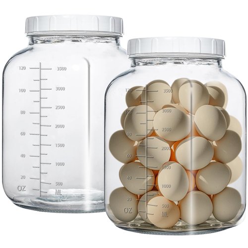 Galssmagic 1 Gallon Glass Jar with Lids,2 Pack Super Wide Mouth Large Mason Jars 128 oz,Glass Gallon Jugs Storage Container for Sun Tea,Kombucha,Storing,Canning