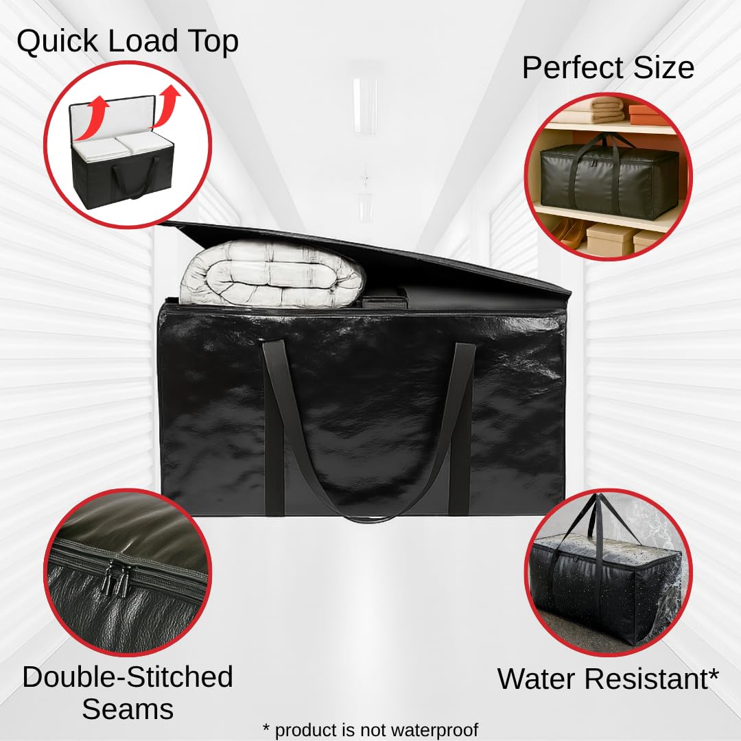 BAG-THAT! 10 - Pack Heavy Duty Large Moving Bag with Strong Zipper and Comfortable Handles Durable & Sturdy Large Storage Bags Totes Bins Packing Moving Boxes College Supplies for Packing