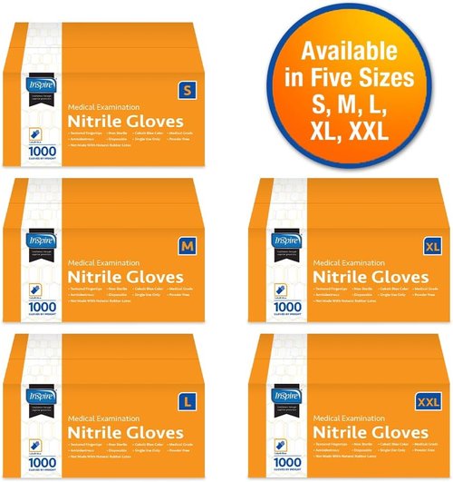 Inspire Nitrile Exam Gloves - Premium Stretch Cobalt Blue | Latex-Free Medical Gloves, Size 4.5