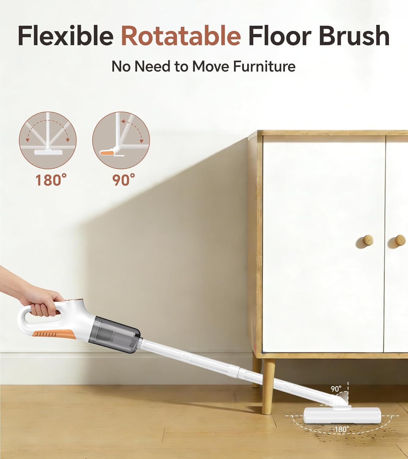 Skiennix Cordless Vacuum Cleaner - Powerful Suction & LED Display | Portable Wireless for Hardwood & Carpet, White