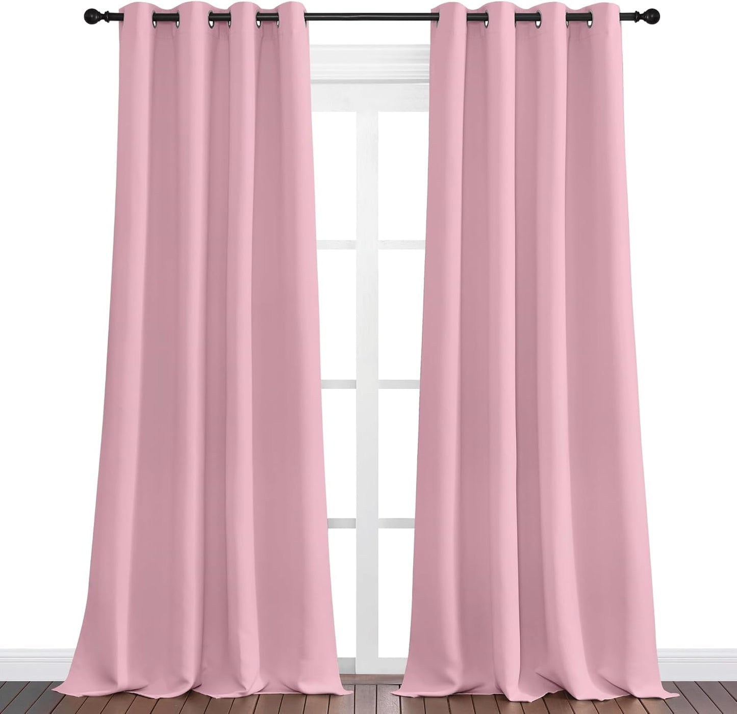 NICETOWN Crystal Pink Blackout Curtains - 90" Long, Sound Reducing & Heat Blocking | 55" Wide, 2 Panels