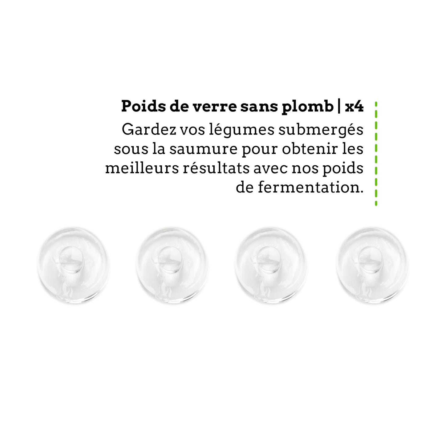 Nourished Essentials - Set of 4 Heavy Glass Fermentation Weights Lids - Grooved Handles - Canning Supplies - for Pickling & Canning - Fits Wide Mouth Mason Jars