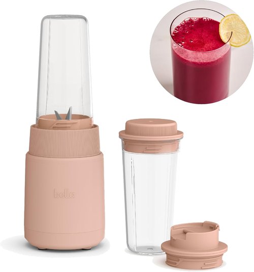 Bella Portable Rocket Blender - 6-Piece Juicer & Smoothie Maker | BPA-Free, 240W, 4 Tip Stainless Steel Blade, Blossom