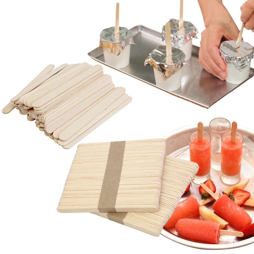 KTOJOY 100 Pcs Craft Sticks Ice Cream Natural Wood Popsicle Craft Sticks 4.5 inch Length Treat Ice Pop Sticks for DIY Crafts
