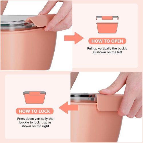 Cherrysea Salad Lunch Box - 2-Pack Leak-Proof Bowls with 3 Compartments, Fork & Sauce Container | Green & Pink