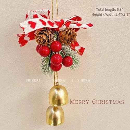 Christmas Ornaments Artificial Christmas Wreath Decorated with Pine Tree, Bell, Bow for Christmas Decorations (Pine Tree Style A)