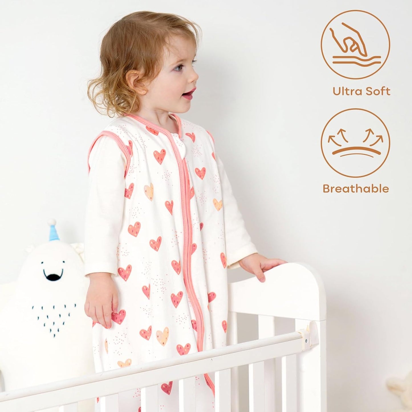 Yoofoss Baby Sleep Sack - 100% Organic Cotton Wearable Blanket for 18-24 Months | Lightweight 2-Way Zipper, TOG 0.5