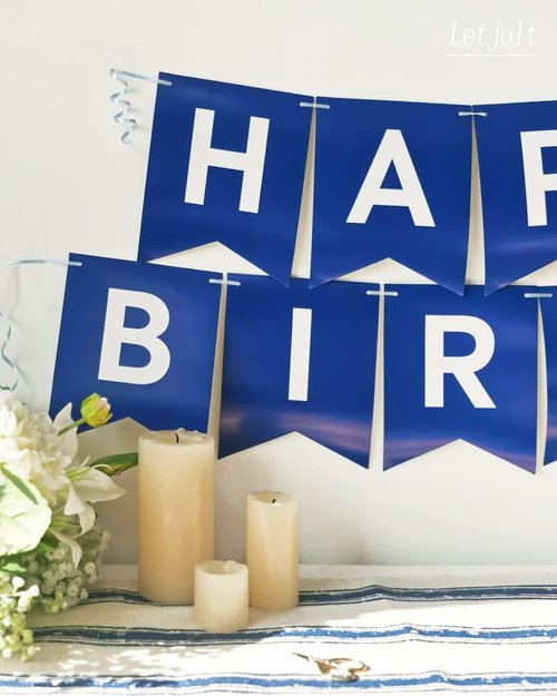 Happy Birthday Banner by Navy Blue - Nautical Theme Garland Decorations | 13-Piece Set for Boys' Parties