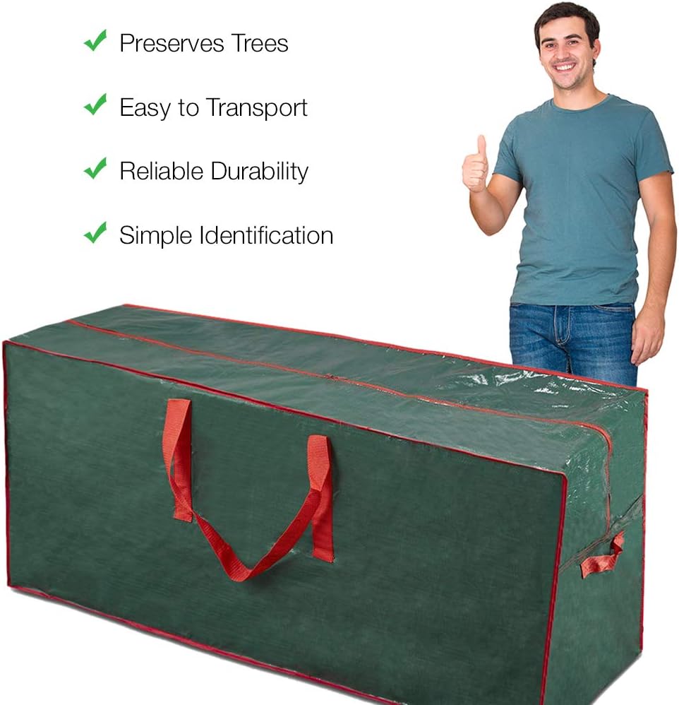 ProPik Christmas Tree Storage Bag - Fits Up to 7.5 ft Disassembled Trees | 45" x 15" x 20" | Durable Green Case with Zipper and Handles