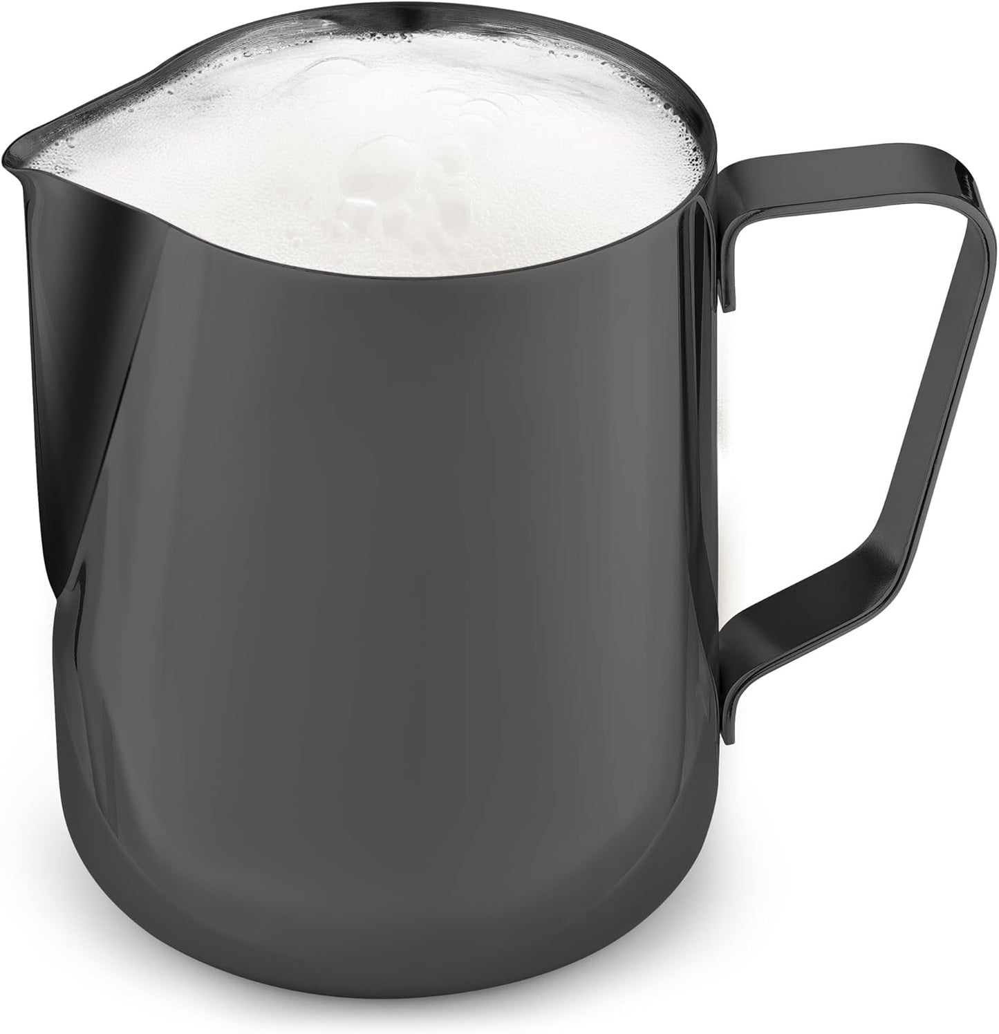 Zulay Milk Frother Cup - Stainless Steel Frothing Pitcher with Laser-Welded Handle | 350ml (12oz) Black