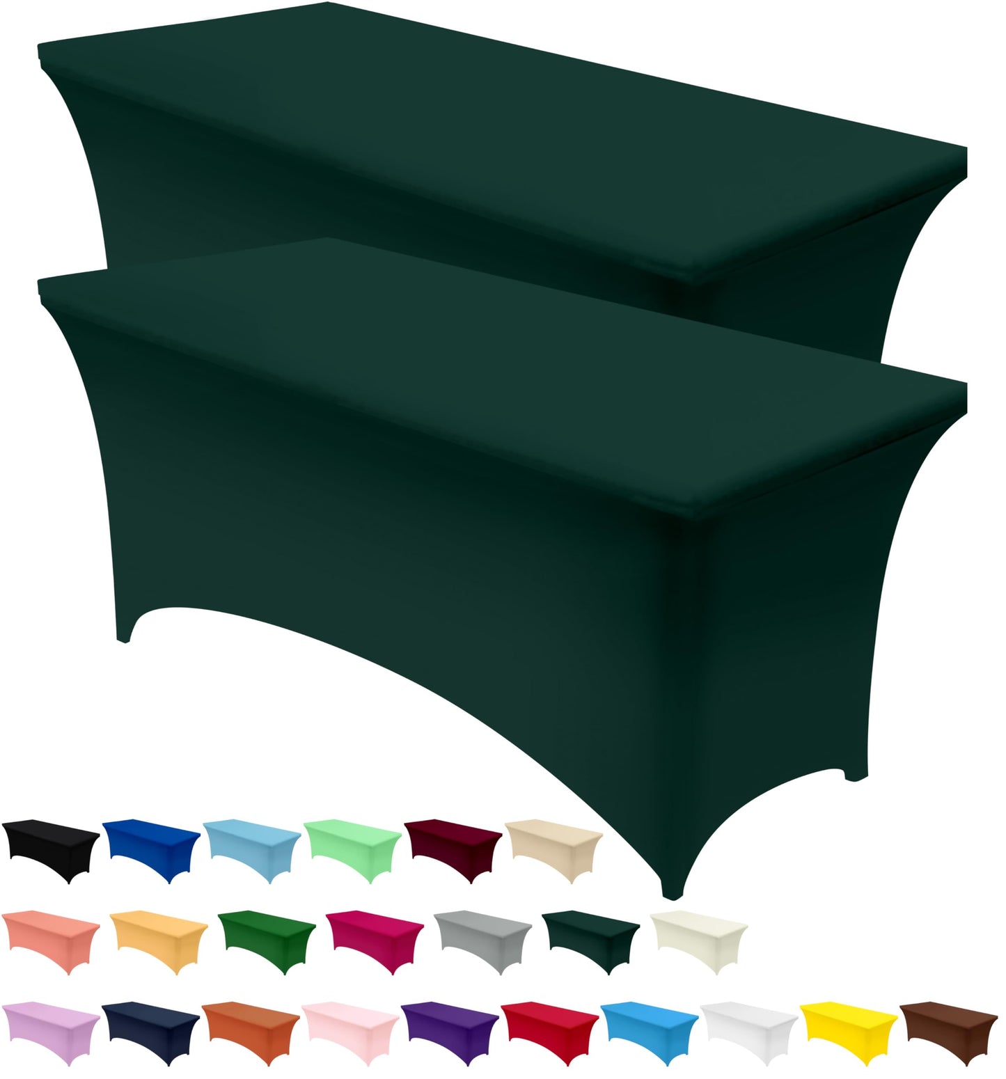Utopia Kitchen Spandex Tablecloth 10 Pack [8FT, Hunter Green] Tight, Fitted, Washable and Wrinkle Resistant Stretch Table Cloth Rectangle Cover for Trade Show, Weddings & Parties [96Lx30Wx30H Inch]