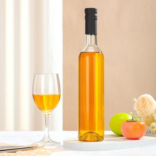 HINGWAH 16oz Clear Glass Wine Bottles with Cork Lids and PVC Shrink Capsules, 500ml Capacity, Ideal for Wines, Liquor, Juices, Homemade Lemoncello, Olive Oil, Sauces, Oils, Decorative Items (8 Pack)