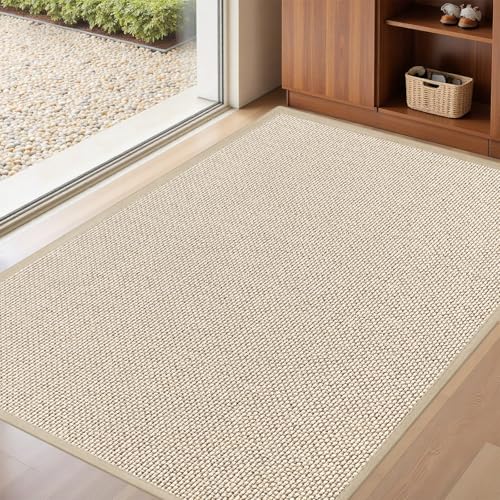 LEKEEPGO Door Mat 32"x47", Non Slip Washable Indoor Mat, Khaki
