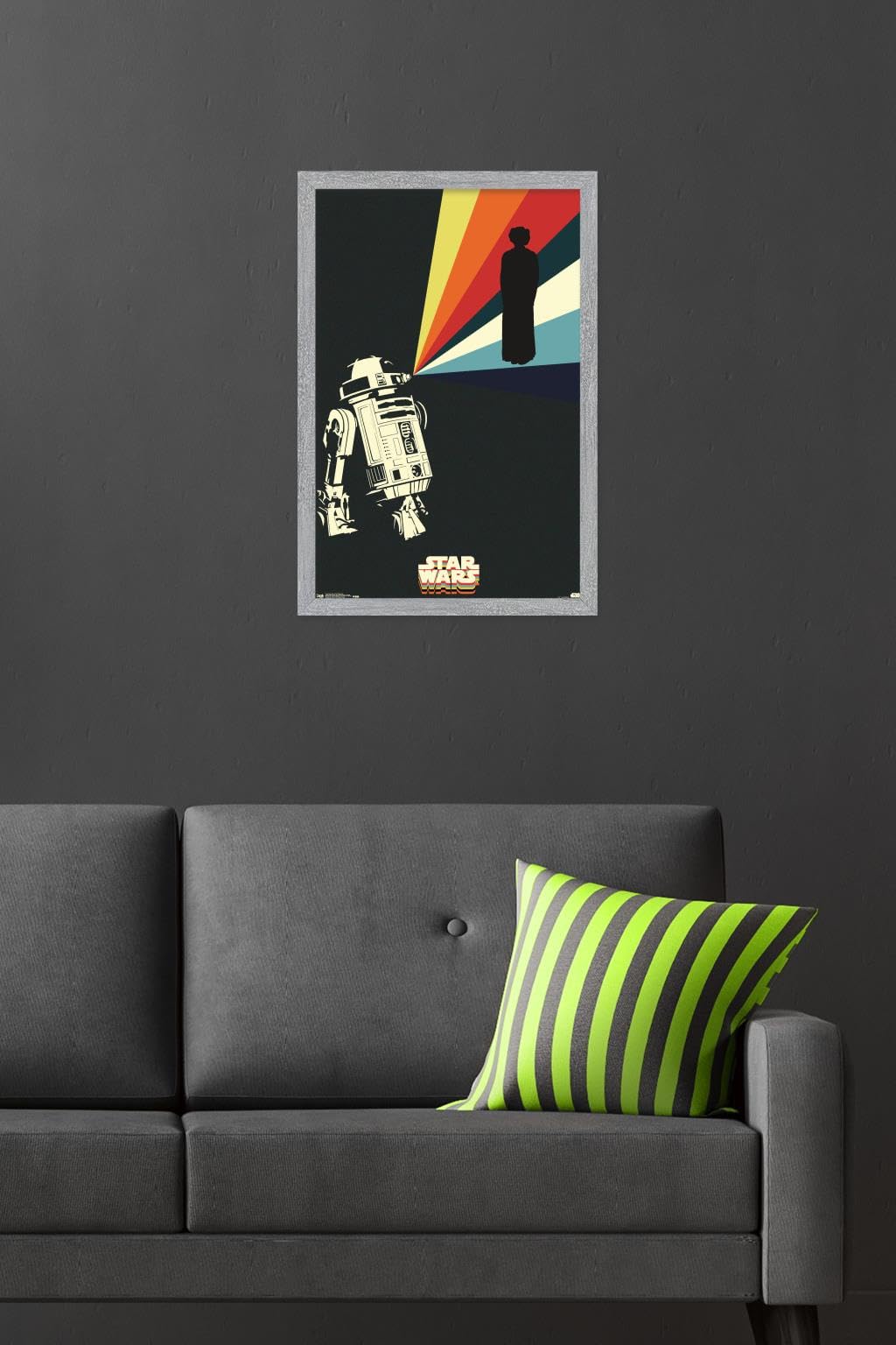 Trends International Star Wars: Saga - R2D2 Projection Wall Poster, 22.4L x 14.7W, Gray Framed Version