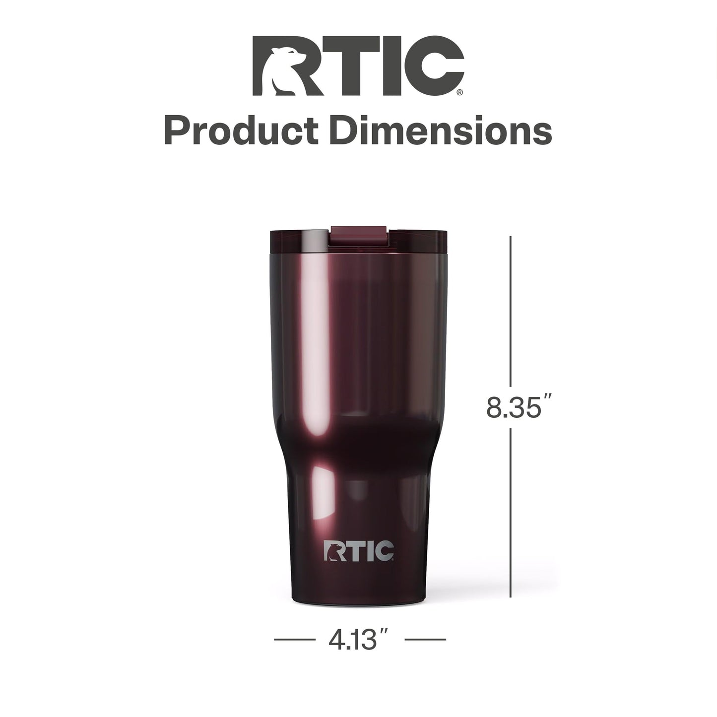 RTIC 30oz Essential Tumbler with Lid, Ceramic Lined, Insulated, Stainless Steel, Metal, Double Wall Vacuum-Insulation, Travel Cup for Iced Coffee, Tea, Hot and Cold Drink, Vintage Rose Metallic