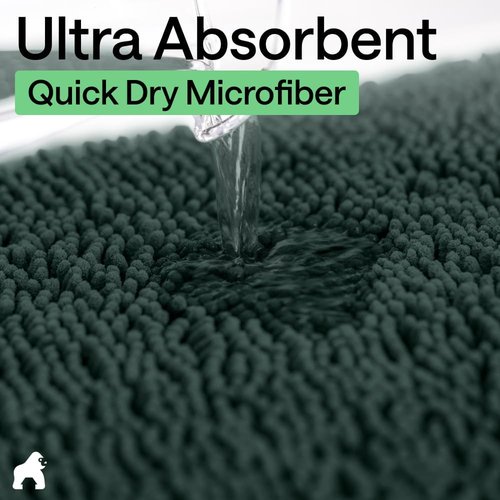 GORILLA GRIP Bath Rug Mat - Soft Absorbent Chenille | Quick Dry Microfiber, 30x20, Hunter Green