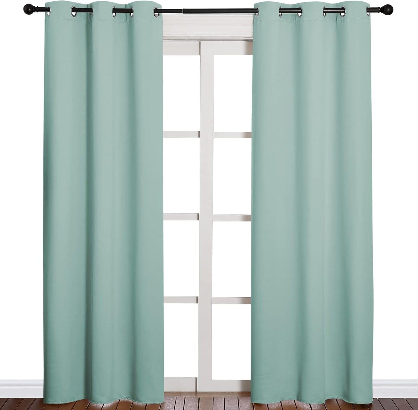 NICETOWN Thermal Insulated Blackout Curtains - Solid Grommet Drapes for Living Room | Aqua, 42x84 Inches