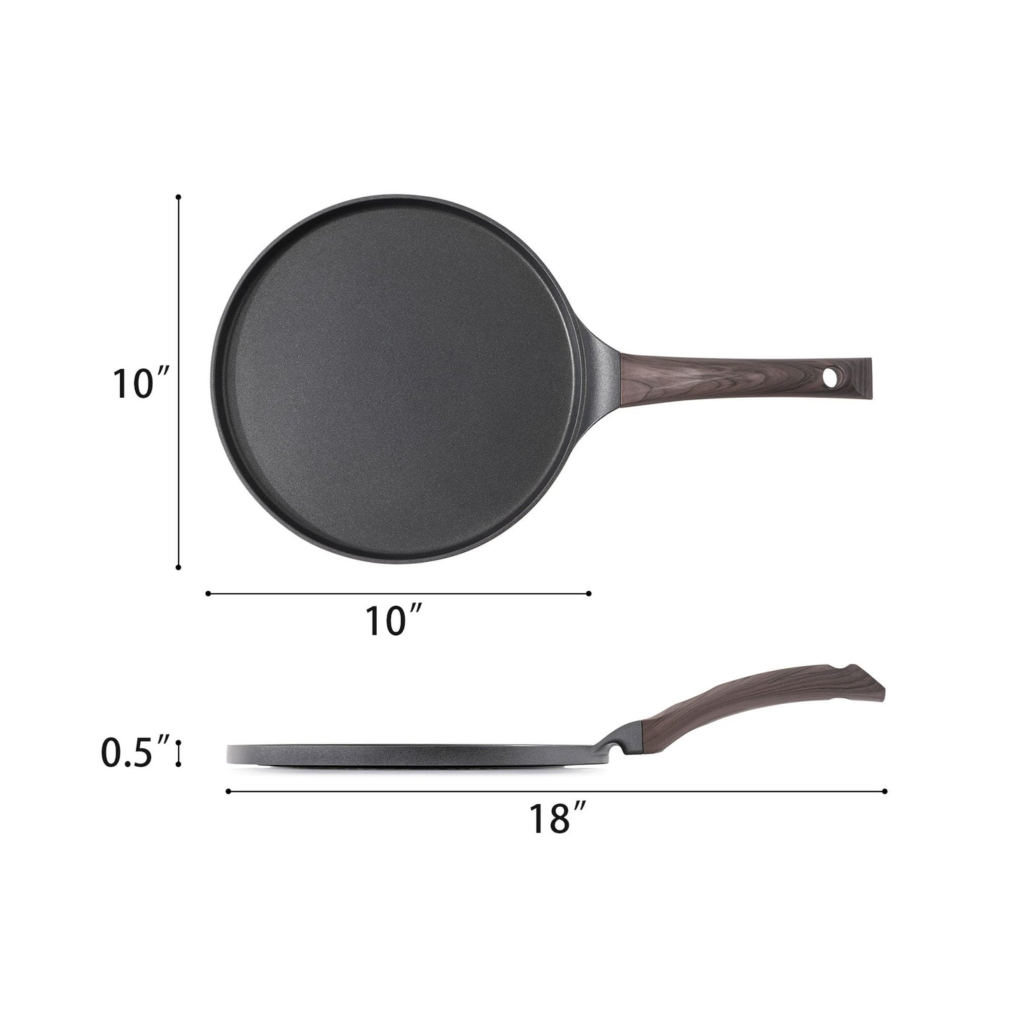 SENSARTE Nonstick Crepe Pan, Swiss Granite Coating Dosa Pan Pancake Flat Skillet Tawa Griddle 10-Inch with Stay-Cool Handle, Induction Compatible (Black)