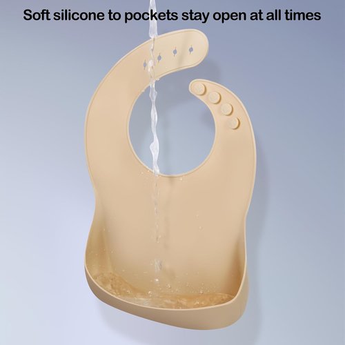 Eascrozn Silicone Bibs - Set of 3 Soft, Adjustable, BPA-Free Waterproof Feeding Bibs for Babies