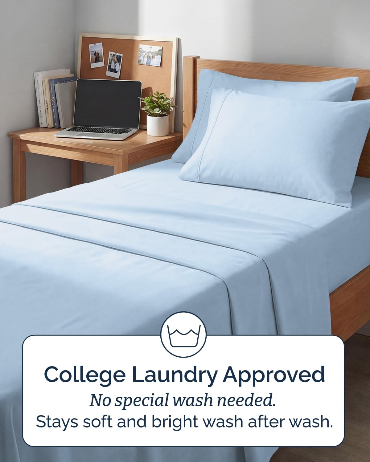 Skiennix Extra Deep Twin XL Sheet Set - 4-Piece Breathable Cooling Bedding - Soft, Wrinkle-Free Light Blue