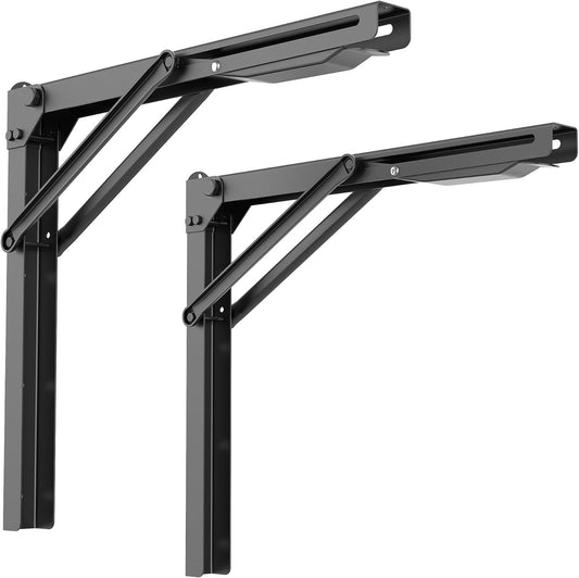 Ultrawall Heavy-Duty Folding Shelf Brackets - 18 Inch Sturdy Design | Max Load 550lbs, 2 Pack