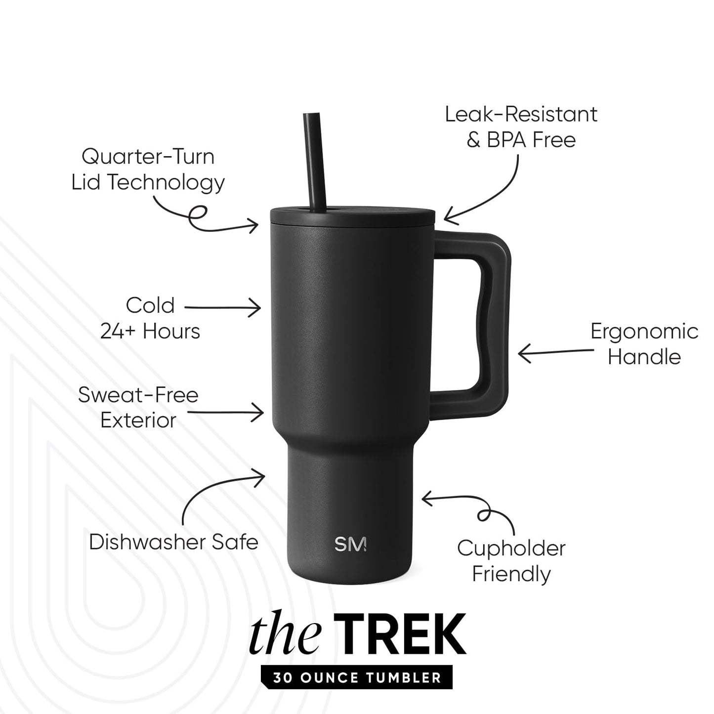 Simple Modern 40 oz Tumbler with Handle and Straw Lid | Insulated Reusable Stainless Steel Water Bottle Travel Mug Cupholder Use | Gifts for Women Men Him Her | Trek Collection | 40oz | Night Sky