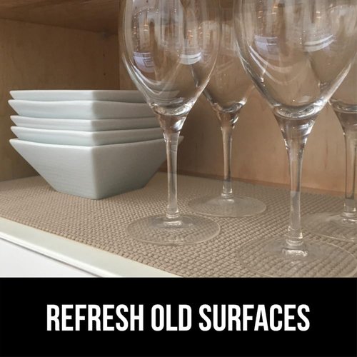 GORILLA GRIP Drawer Shelf Liner - Thick Non-Adhesive Protection for Cabinets & Drawers | 17.5" x 20', Beige