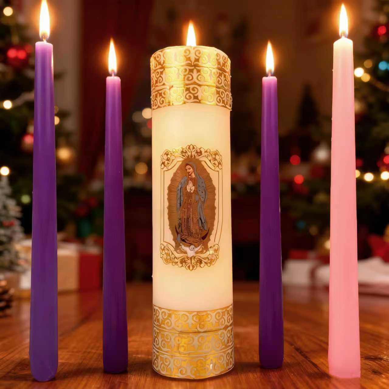 Regine Switzerland Advent Candle Holders - 4-Piece Nativity Wreath Centerpiece Decor