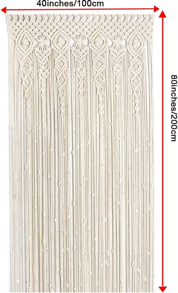 Boho Macrame Curtain Wall Decor 40x80 Inches Handmade Cotton Tapestry