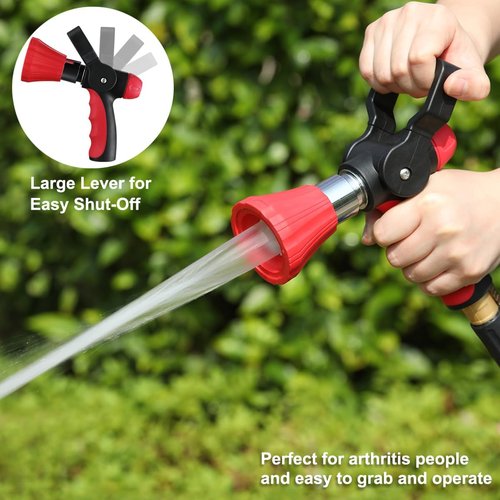 FANHAO Heavy Duty Metal Garden Hose Nozzle - Adjustable High Pressure Spray with Ergonomic Grip