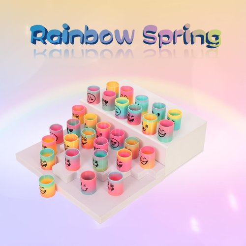 Irnushka Mini Spring Rainbow Coil Party Favors for Kids, Mini Plastic Coil Spring Toy for Easter Egg Filler Party Favor Carnival Prize Birthday Goodie Bag Stuffers (Style B, 30)