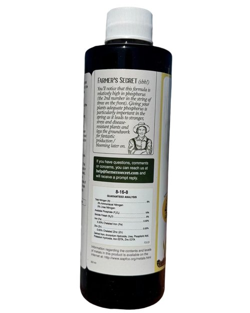 Farmer's Secret Spring Booster Fertilizer - Super Concentrated 8-16-8 Formula for All Plants | 8oz