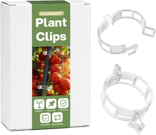 CLEANGOR Plant Support Clips - 300 Pcs Reusable Plastic Trellis Clips for Tomatoes, Cucumbers & Vines