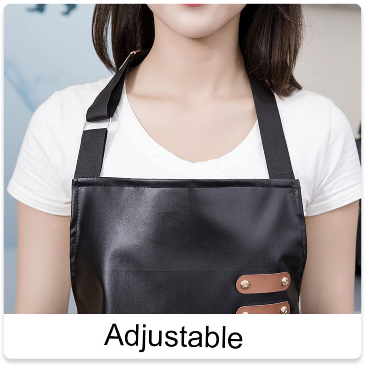 GEMBITYFUL Waterproof Aprons for Men Women with Large Pockets PU Material Waterproof Oil-proof and Dust-proof Apron Black