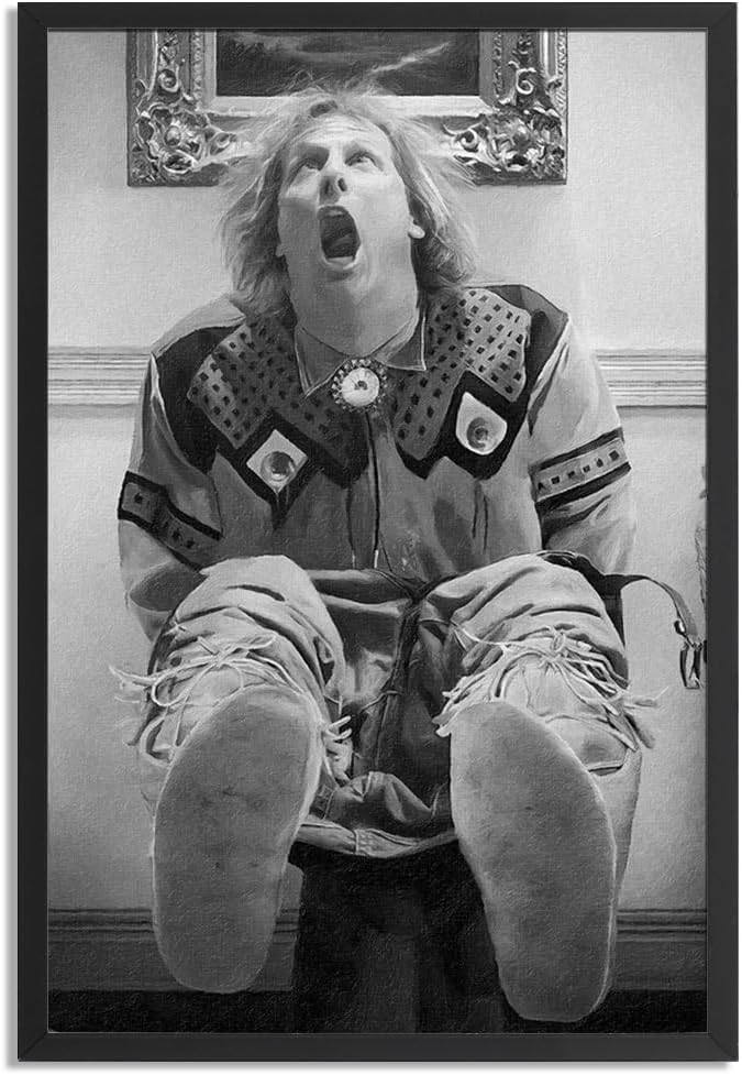 Quarut Black Framed Bathroom Wall Art | Funny Dumb And Dumber Canvas Print - Humorous Decor