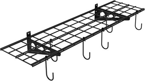 FLEXIMOUNTS Garage Wall Shelving - 1x4 Ft Storage Rack with 6 Bike Hooks | 150 lbs Capacity
