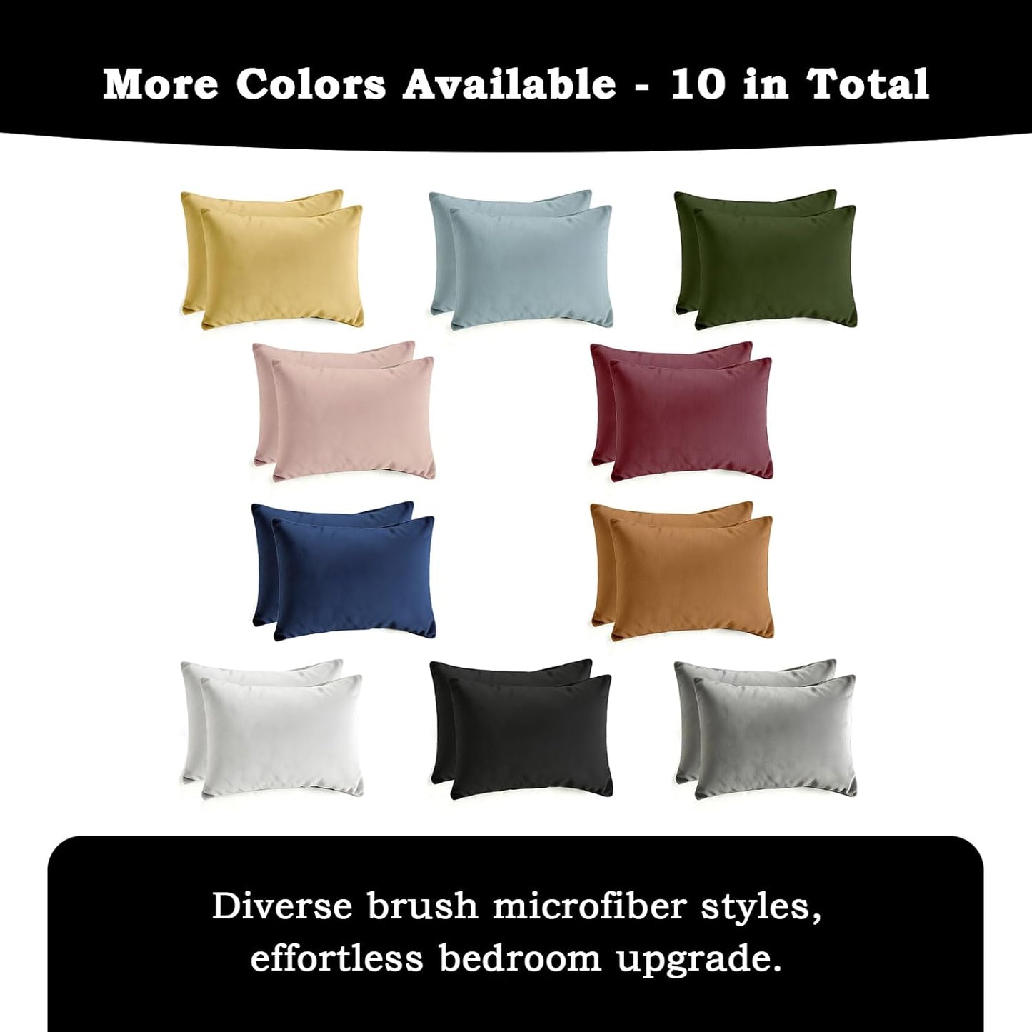 Q&J Fabric Co. Standard Size Pillow Cases - Soft Brushed Microfiber, Wrinkle-Free, Navy Blue (Set of 2, 20x26'')
