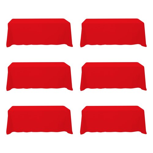 BRILLMAX 6 Pack Red Tablecloths 90 x 156 Inch for 8ft Rectangle Tables - 150 GSM Polyester Fabric, Floor Length Drop, Water, Stain & Wrinkle Resistant Cloth Cover for Wedding Reception Banquet