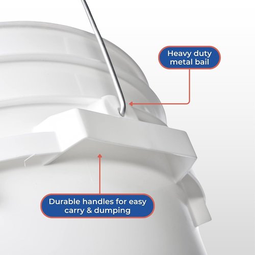 Hudson Exchange 7 Gallon (2 Pack) Large Bucket Pail Container with Easy Peel Lid, Food Grade BPA Free HDPE, White