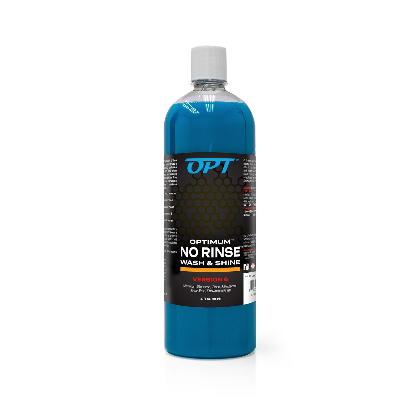 Optimum No Rinse Wash and Shine Version 6 - ONR Rinseless Car Wash Soap for Auto Detailing, Use On Paint, Ceramic Coatings, Glass, Interior (32 Oz)