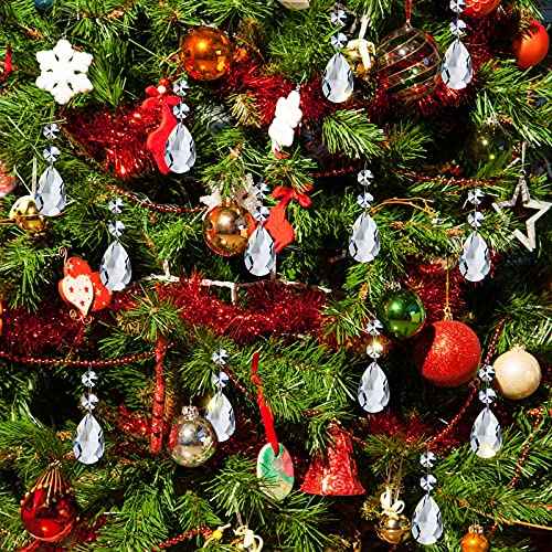 12 Pcs Crystal Diamond Hanging Ornaments for Christmas Tree Clear Teardrop Prisms Chandelier Pendants Crystal Hanging Glass Beads for Thanksgiving Valentines Wedding Anniversary Party Decor