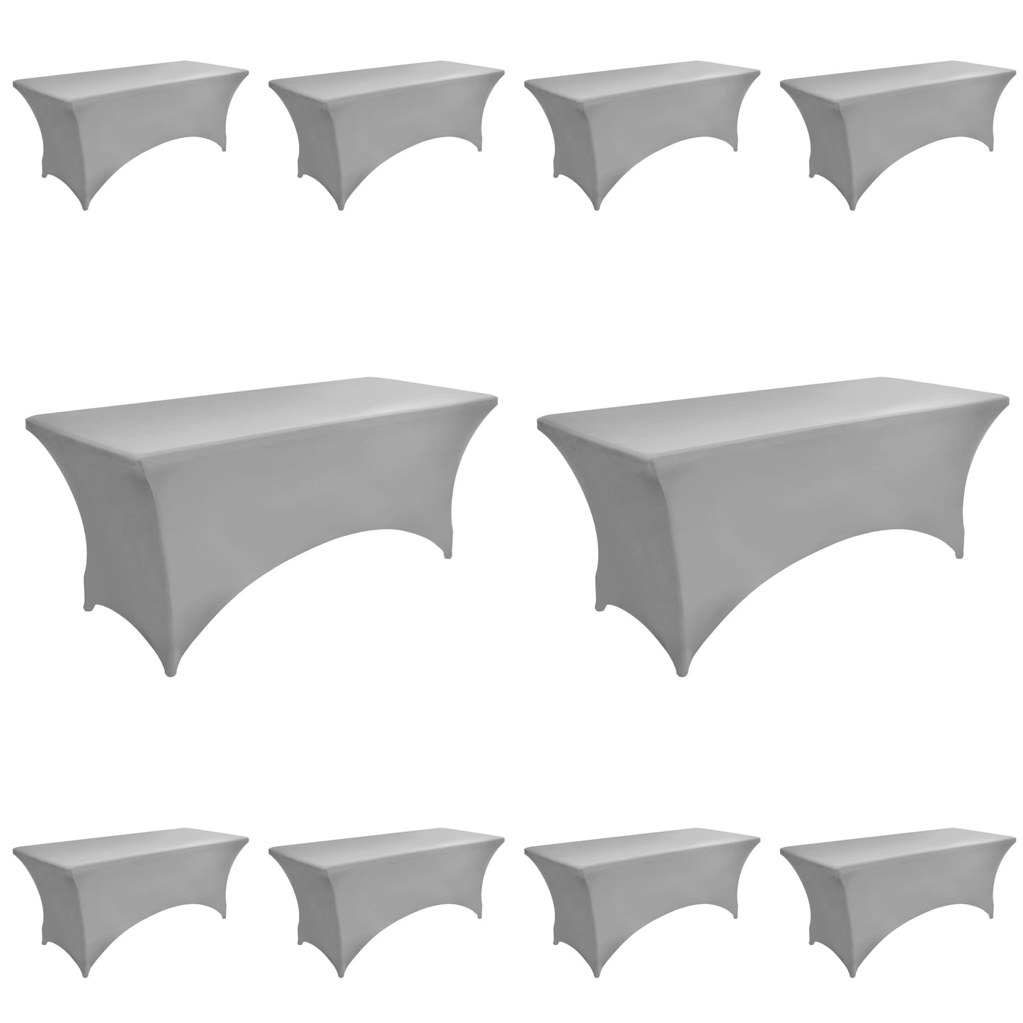 ZarzaaSik 114 10-Pack 6ft Spandex Table Covers for Rectangle Standard Folding Tables - Wrinkle Resistant Stretch Tablecloths - Ultimate Fitted Table Protector for Parties, Banquet, and Wedding