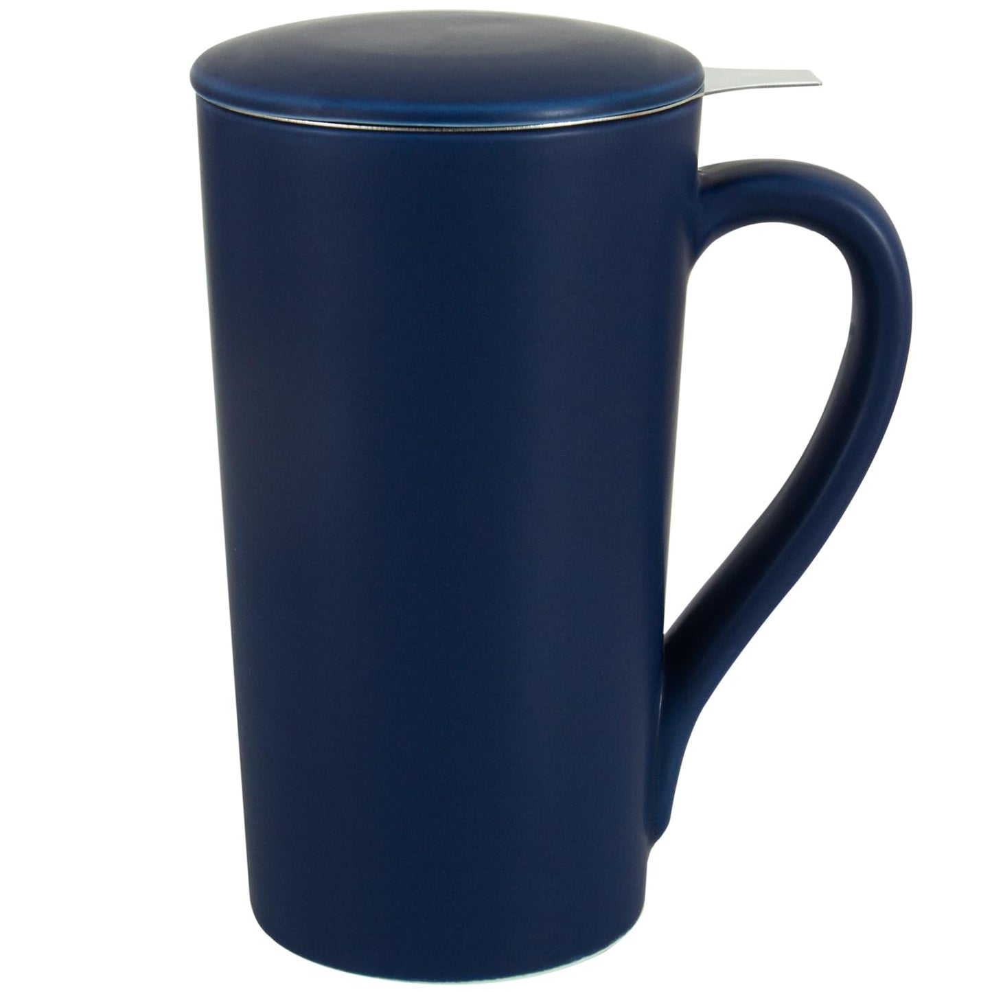 YINUOWEI Tea Cup with Infuser and Lid, 20oz Tea Mug with Handle, Dishwasher and Microwave Safe, Ceramic Strainer Cup Gifts for Steeping Loose Leaf tea Lovers, Blue