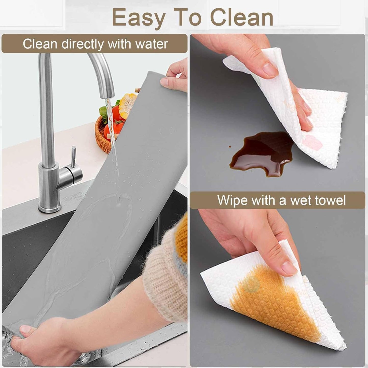 Skiennix Large Silicone Kitchen Counter Mat - Heat Resistant, Non-Slip, Waterproof | 120"x24" (305cmx60cm)