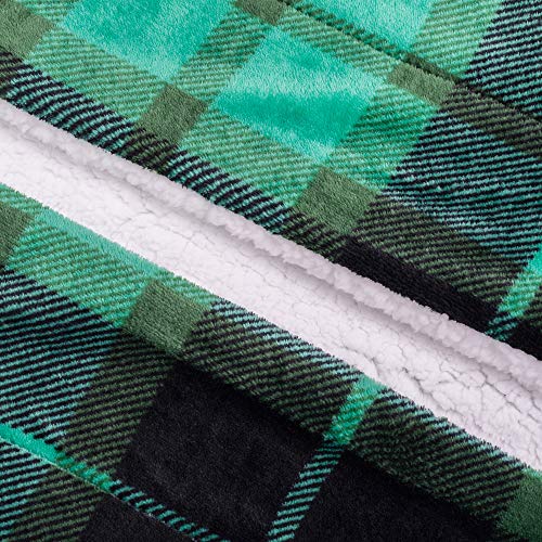 SOCHOW Sherpa Plaid Fleece Throw Blanket, Double-Sided Super Soft Luxurious Bedding Blanket 90 x 108 inches, Green