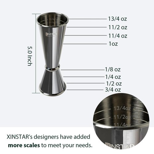 Jigger for Bartending,Japanese Professional Cocktail Jigger Premium 304 Stainless Steel Jigger Premium & Heavy-Duty 2 OZ 1 OZ with Dimensions Inside Bartending Measuring Cocktails Jigger