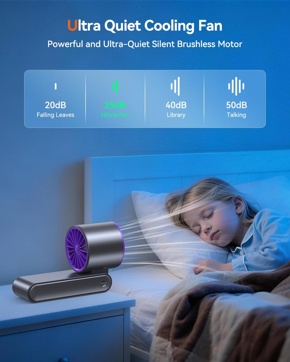 Skiennix Portable Handheld Turbo Fan - 199 Speed Personal Cooling Fan | 20H Rechargeable Battery, Grey Purple