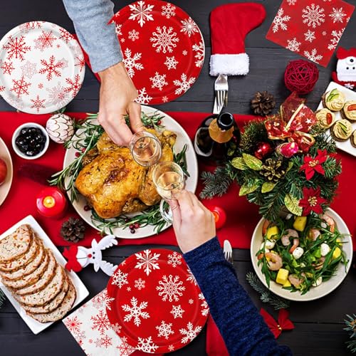Christmas Plates and Napkins Serve 50 Snowflake Sets Includes Dinner