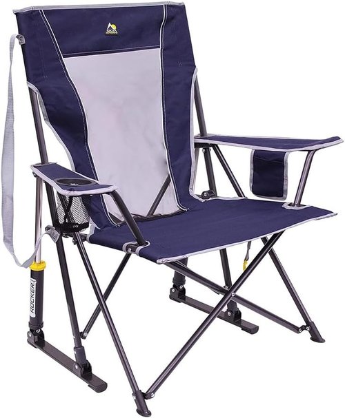 GCI Outdoor Comfort Pro Rocker - Collapsible Rocking Chair for Camping | Indigo Blue Color