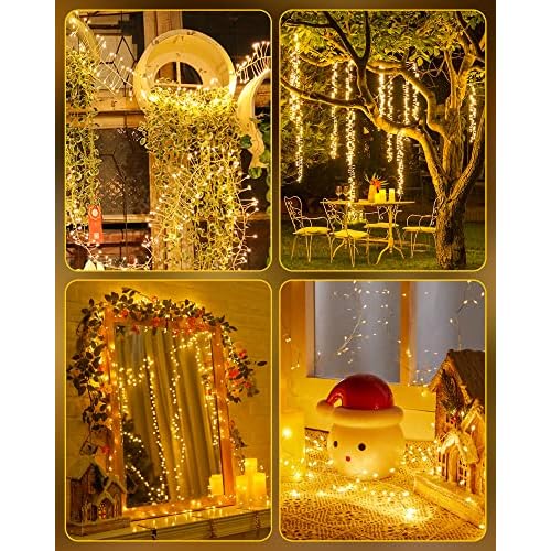 Fairy Lights Battery Operated, 60 LED Fairy String Lights Waterproof Silver Wire 5 Feet Firecracker Starry Light for DIY Wreath Home Wedding Party Bedroom Mason Jar Holiday Christmas Decorations